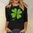 thumbnail image 1 of Meichang Hauts d'Été pour Femmes Manches 3/4 T-Shirts de la Saint-Patrick Trèfle Chanceux T-Shirts Graphiques Blouses Décontractées de Printemps Col Rond, 1 of 5