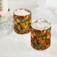 thumbnail image 2 of Yayeee 2 Pack Qtip Holder Bathroom Cotton Swab Canister with Lid Clear Dispenser Set, Retro Autumn Leaves, 2 of 6