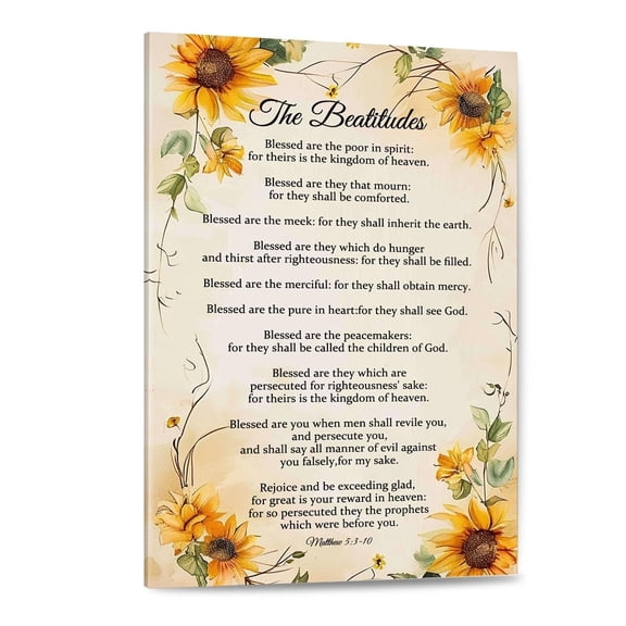 The Beatitudes Canvas Wall Art Prayer Poster Bible Scripture Wall Decor Vintage Matthew 5 3-12 Religious Pictures Decorations Prints