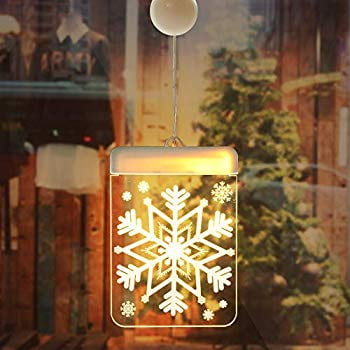 Tiffany Christmas Windows 2019 Updated on 2019 LED 3D Curtain Lights, Battery Powered Window Curtain String Light, Indoor Décor Lights, Bedroom Decoration Lights for Christmas Wedding Party Hotel (Snowflake) ()