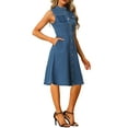 thumbnail image 4 of INSPIRE CHIC Denim Midi Dress for Women's Casual Sleeveless Distressed Jean Dress M Blue, 4 of 6