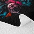 thumbnail image 5 of Erosebridal Boho Floral Skull Bed Spread Queen, Spooky Rose Queen Coverlet Set for Boys Girls, Teal Black Multicolor, 3-Piece 1 Quilt and 2 Pillowcases, 5 of 7