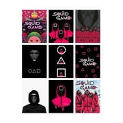 Squid Games Series Stickers Rectangular- Pack of 9 , 2.5 x 3.5 inches, Multicolor