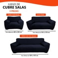 thumbnail image 2 of Cubre Sala Protector LABBA Fundas de Sillón Elásticas Ajustables Set de 3 Piezas Color Azul Marino, 2 of 11