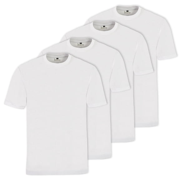 hajo Camiseta de hombre, pack de 4 - Básica, manga corta, cuello redondo, algodón, uni Blanco 6XL (6X-Large)