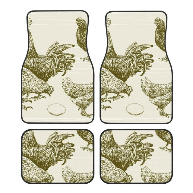 Disketp Chickens for Crystal Velvet Car Mats Four-Piece Set,All-Season Automotive Protection, Vehicles, Cars, Trucks, and SUVs,Anti-Slip Design