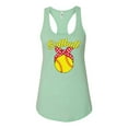 thumbnail image 2 of Wild Bobby, Cute Ribbon Bow Softball Mom Gift, Mother's Day, Women Racerback Tank Top, Mint, Small, 2 of 3