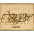 thumbnail image 2 of Vintage Maps 24x20 Black Modern Framed Museum Art Print Titled - Tennessee 1817, 2 of 4