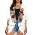 thumbnail image 4 of JULMCOMO 4th of July Lightweight Cardigans for Women Stars Stripes Half Sleeve Patriotic Kimono Cover Ups Summer Tops Deep Red S, 4 of 6