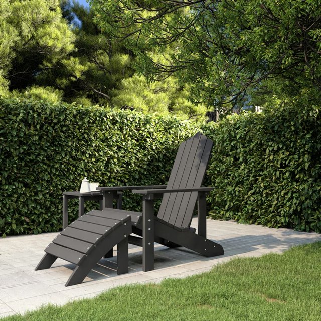 vidaXL Chaise Adirondack de Jardin avec Repose-Pieds HDPE Anthracite