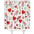 thumbnail image 3 of Valentine''s Day Shower Curtain Colorful Sweet Heart Cute Gnome Elf Romantic Love Lover Couple Modern Fashion Festival Fabric Bathroom Decor Curtain with Hooks, 3 of 4