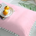 thumbnail image 6 of D.N.G. BEDDINGS 4 Piece Pom Pom Sheet Set 21 Inch Deep Pocket, White Pom-Pom Fringe Solid Pattern, 800 Thread Count 100% Egyptian Cotton (Solid Light Pink Color, Queen Size), 6 of 8