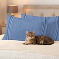 thumbnail image 3 of Blue Outdoor Waterproof Pillow Covers, Farmhouse Vintage Abstract Linen Texture Striped Decorative Rectangle Throw Pillowcase Sofa Cushion Sham for Patio/Couch/Chair, 20"x12" 2 Pack, 3 of 8