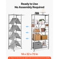thumbnail image 2 of KFFKFF 5-Tier Foldable Storage Shelf, 32W x 14D x 72H Inch Folding Metal Rack Shelving Unit, No Assembly Organizer Shelf with 5 Wheels & 4 Hooks for Pantry, Grey, 2 of 8