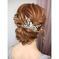thumbnail image 4 of Bride Crystal Wedding Hair Comb Pearl Hair Piece Silver Bridal Hair Accessories for Women and Girls HC018, 4 of 4