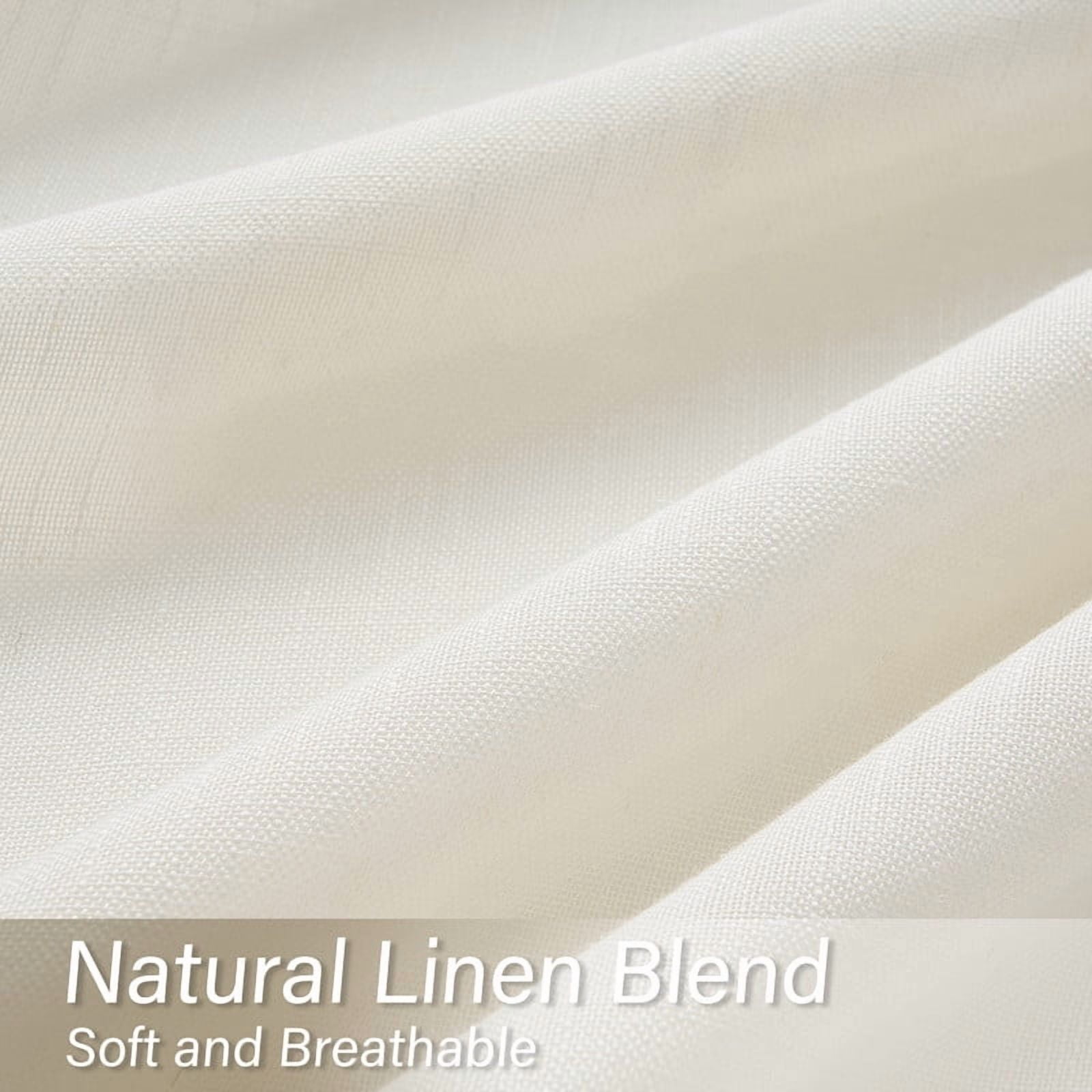 Topfinel Linen Curtains 90 Inch Long for Bedroom Living Room, Soft Linen Textured Window Drapes Semi Sheer Light Filtering Rod Pocket Back Tab Drapes, Birch 2 Panels