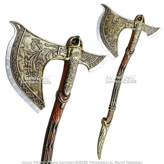 Munetoshi 35” Upgraded Leviathan Gold War Axe Foam Kratos Video Game Fantasy
