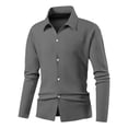 thumbnail image 6 of Zivyakyro Casual Shirt for Men Long Sleeve Waffle Button down Fall Collared Shirt Loose Solid Gray M, 6 of 7