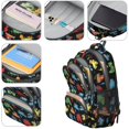 thumbnail image 4 of Game Controller Black Pattern Backpack for School, Cute School Bag with Adjustable Shoulder Straps and Padded Back, 16.9"x12.6"x5.9", 4 of 5