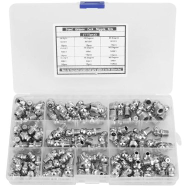Hilitand 45 Pcs Grease Nipple Assortment Kit - M6/M8/M10 Metal Brass Zerk Fittings For Grease Guns & Air Tools