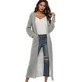 thumbnail image 4 of Women Floor Length Open Front Drape Cardigan Lightweight Long Sleeve Maxi Duster with Pockets Beige L, 4 of 5