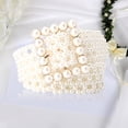 thumbnail image 5 of Bling Pearls Waist Belt Faux Pearl Buckle Elegant Waist Chain Bridesmaid Girls Square Buckle, 5 of 7
