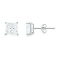 thumbnail image 2 of Paris Jewelry 18k White Gold Created White Sapphire 2Ct Princess Cut Stud Earrings Plated, 2 of 5