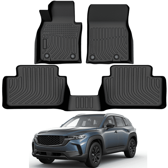Car Floor Mats for 2023-2025 Mazda CX-50 - Full Set, Custom Fit TPE Rubber Non-Slip Automotive Floor Liners, Easy to Clean All-Weather Car Mats