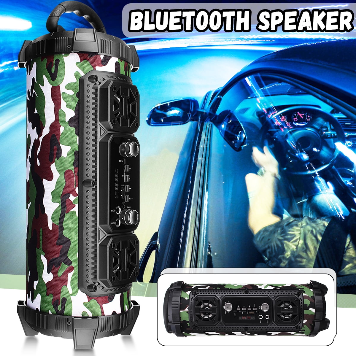 FM Portable Bluetooth Speaker Wireless Stereo Loud Super Bass Sound Aux USB TF