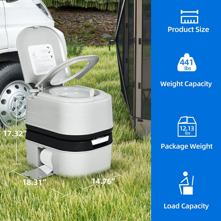 Foldable Portable Camping Toilet - Extra Tall 16.8" Height, Compact For Car, Hiking, Beach, With Storage Bag