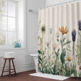 thumbnail image 5 of Wildflower Fabric Shower Curtain Daisy Floral Leaves Retro Washable Shower Curtains for Bathroom, Waterproof Bath Curtain with Hooks Home Decor 36x72in, 5 of 8