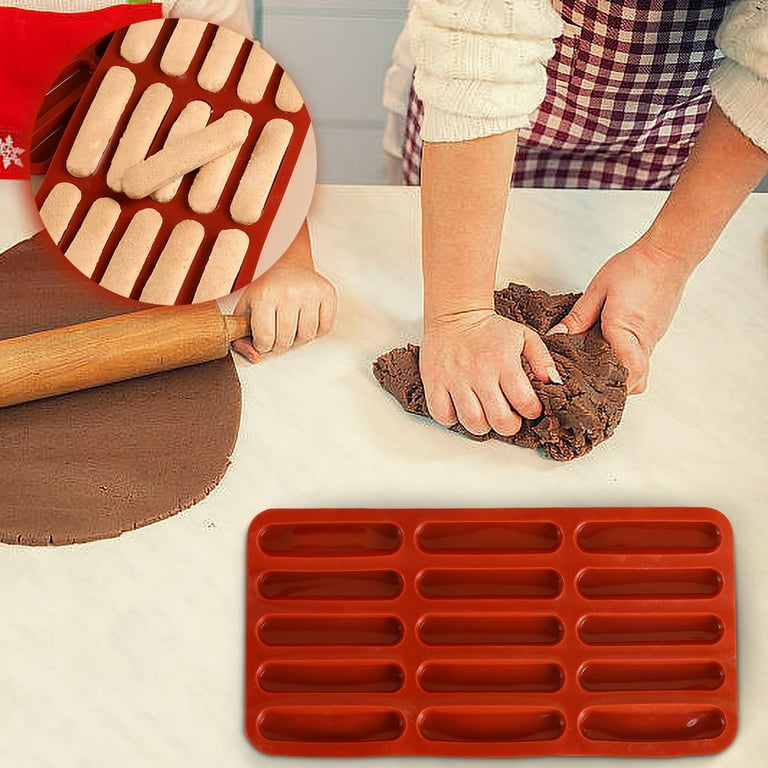 Tiramisu Finger Biscuits Silicone Mold, 15 Cavities Baking Pan