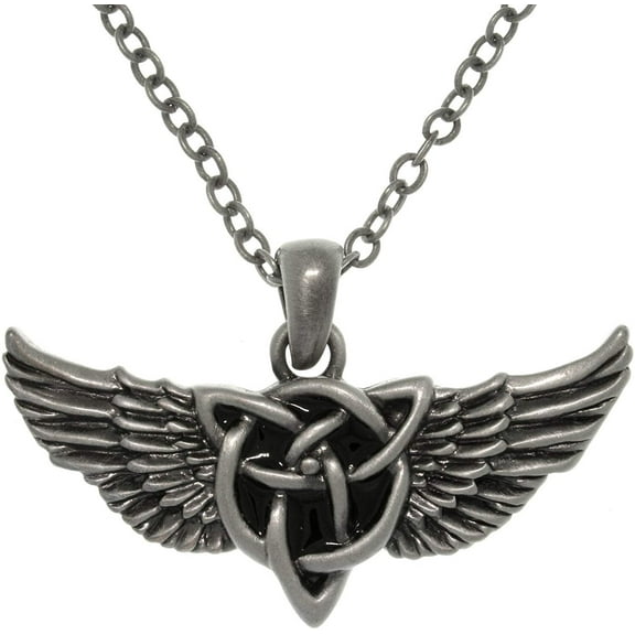 Jewelry Trends Pewter Alloy Winged Celtic Knot Pendant with 23 Inch Chain Necklace