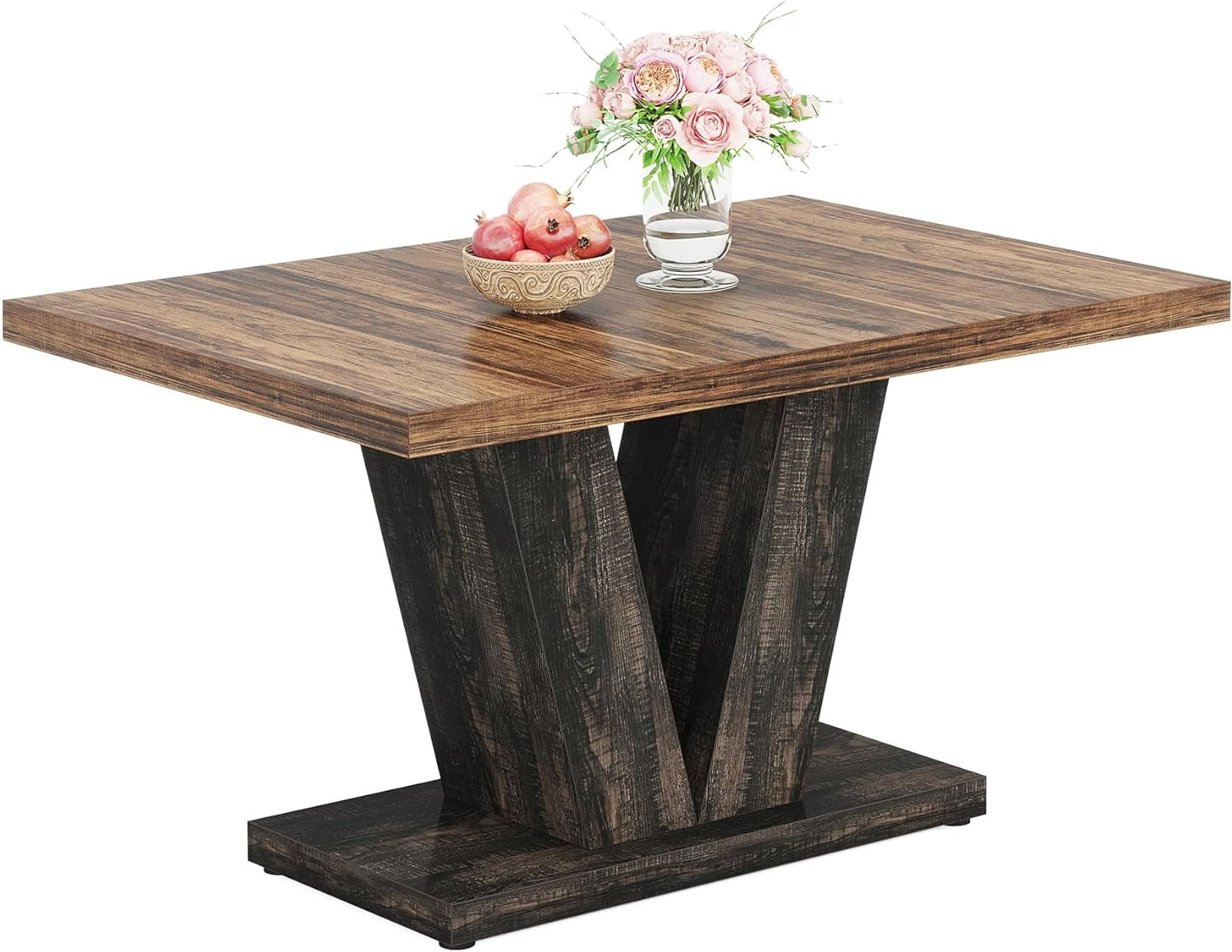 Tribesigns 47" Dining Table for 4, Wood Black Kitchen Table with Heavy Duty Pedestal for Dining Room