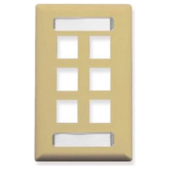 ICC IC107S06IV Classic Single Gang Faceplate With ID - Ivory, 6 Port