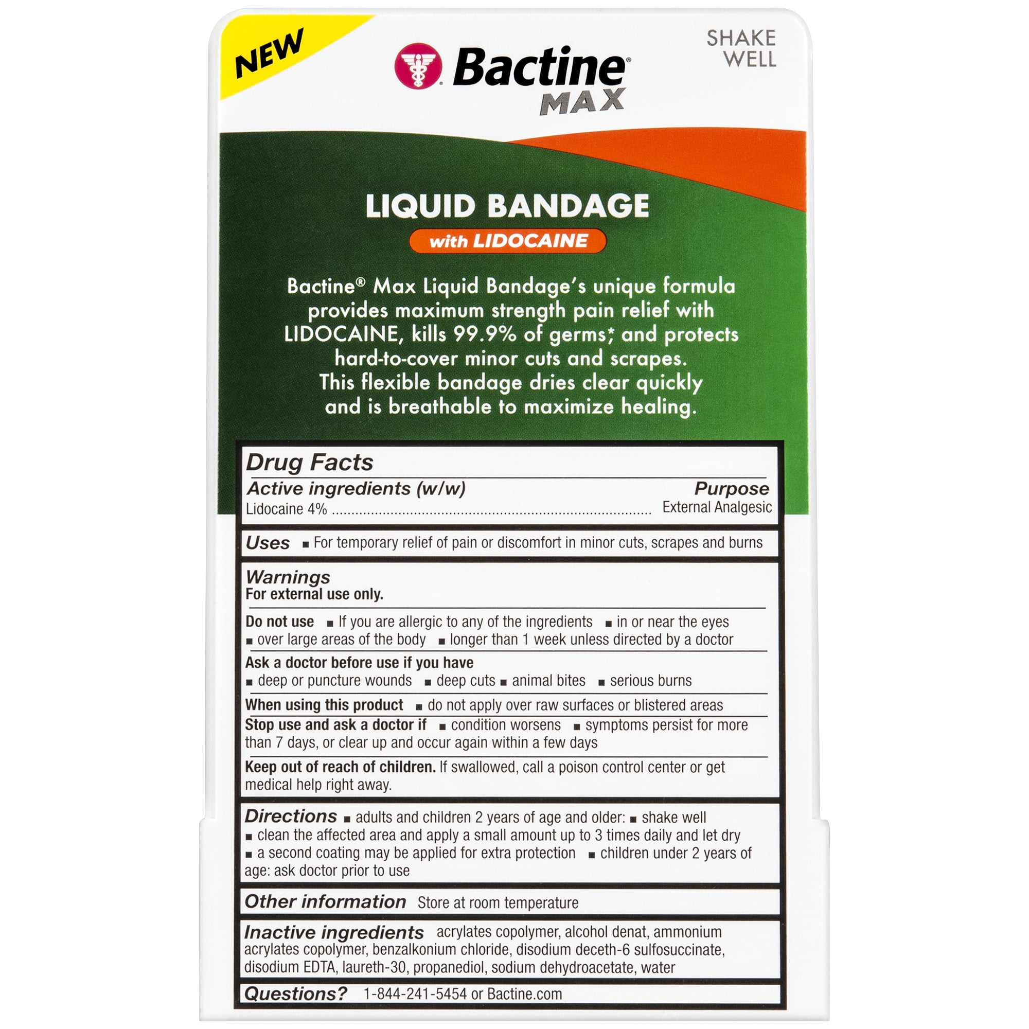 (2 pack) Bactine Max Liquid Bandage with Lidocaine Wound Cleaning Liquid Bandage Covers & Protects, .30 oz