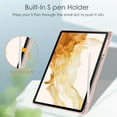thumbnail image 6 of Case for Samsung Galaxy Tab S9 Plus/S8 Plus/S7 Plus/S7 FE/S7 Plus 12.4 Inch with [S Pen Holder], [Tri-Fold Flip Kickstand] Shockproof Protective Transparent Clear Back Tablet Cover, Rosegold, 6 of 8
