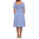thumbnail image 3 of Vestido Gingham con fruncido Inspire Chic para mujer, escote cuadrado, abertura lateral, vestido de cuadros casual S azul, 3 of 6