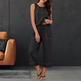 thumbnail image 4 of Mifsaly Two Piece Vacation Sets for Women Tank Top and Wide Leg Capri Pants with Pockets Contrast Seam Summer Casual Matching Outfits Black,XL, 4 of 9
