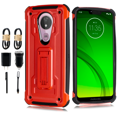 thumbnail image 1 of Value Pack for 5.7" Motorola Moto G7 Play Armor Foldable Kickstand Dual Layer Protective Raised Bevel Design Enhance Camera Aim at All Buttons & Sockets Hybrid Shockproof Bumper Phone Case + [Red], 1 of 4