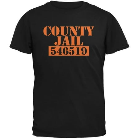 Costume Black Adult T-shirt - Halloween County Jail Inmate Costume Black Adult T-Shirt
