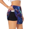 thumbnail image 3 of Lsque Starry Sky Turtle Printed Women's Running Shorts with Liner Pockets,Elastic Quick Dry Workout Athletic Gym Yoga Shorts,Womens High Waist Shorts-X-Large, 3 of 9