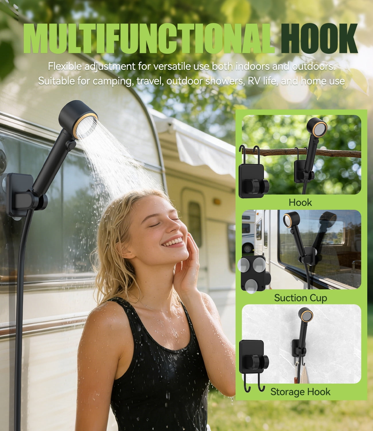 Portable Shower - 8000mAh Rechargeable Camping Shower Pump with Intelligent LED Display & Filtered Shower Head, IPX7 Waterproof Outdoor Camp Shower Pump for Hiking, RV, Travel, Car, Pet