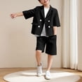 thumbnail image 6 of WRKEKC Girls Summer Outfits Short Sleeve Turn Down Collar Solid Color Blazer with Pockets and Shorts Set for 1-13 Years, 6 of 6