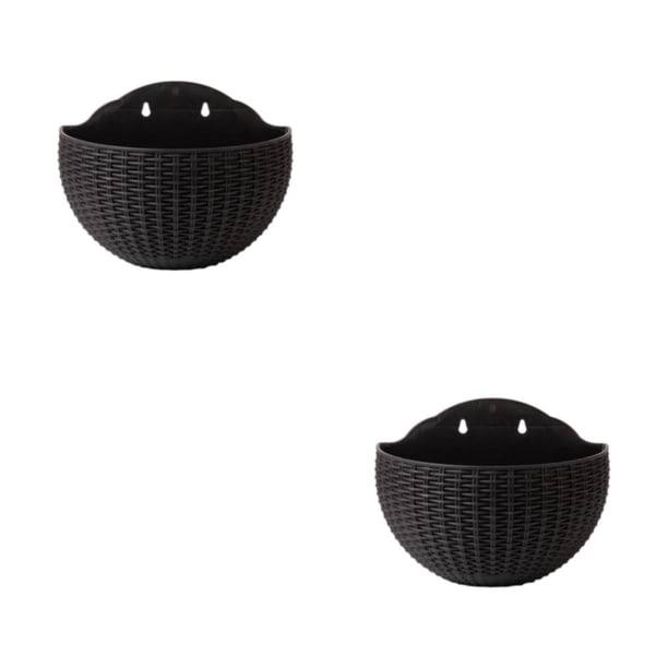 Maceta de plástico de pared Bewildely negra 2Conjunto