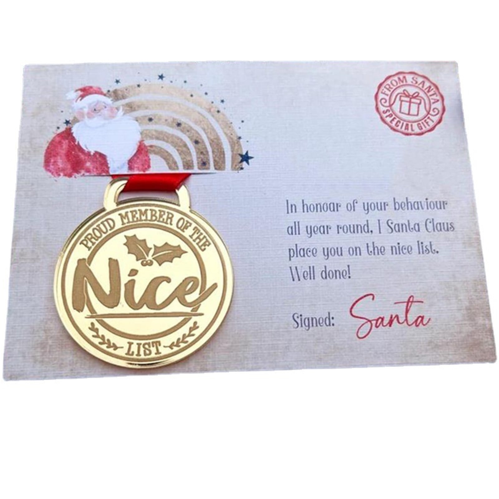 JeashCHAT Christmas Eve Nice List Medal Greeting Card Christmas Eve
