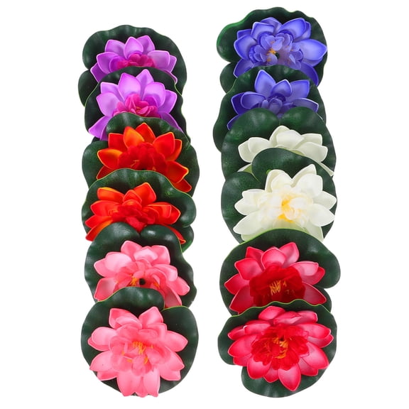 UPOUART 12Pcs Artificial Floating Water Flowers for Pool Fountain and Aquarium Garden Decor