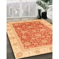 thumbnail image 3 of Ahgly Company Machine Washable Indoor Round Abstract Orange Red Area Rugs, 3' Round, 3 of 7