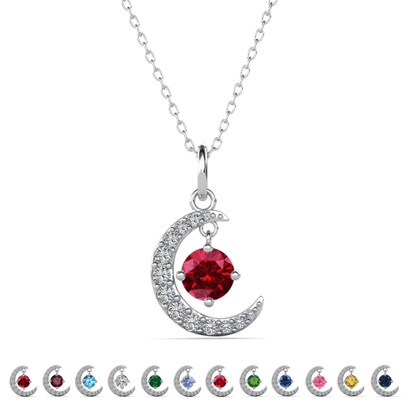 Cate & Chloe Luna January Birthstone 18k White Gold Plated Women's Necklace with Swarovski Crystal