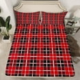 thumbnail image 2 of Homewish Retro Checkered Plaid Bed Sheets for Kids, Black Red Rectangle Square King Sheets, Fashion Buffalo Sheet Set, Ultra Soft Bedroom Decor, 4pcs, 2 of 7